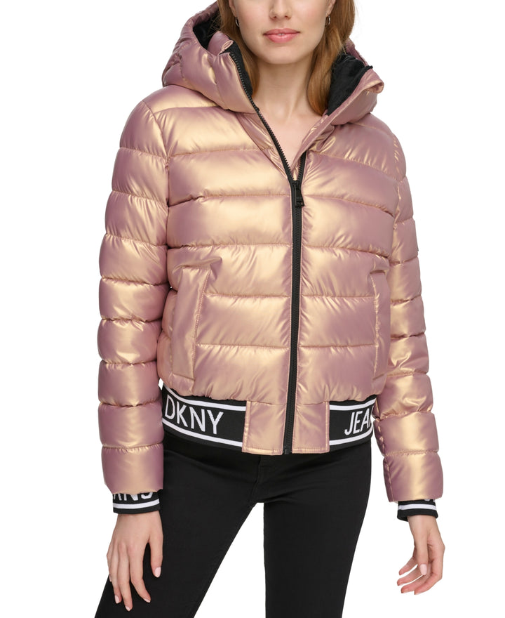 DKNY Super Wet Logo Long-Sleeve Puffer Jacket