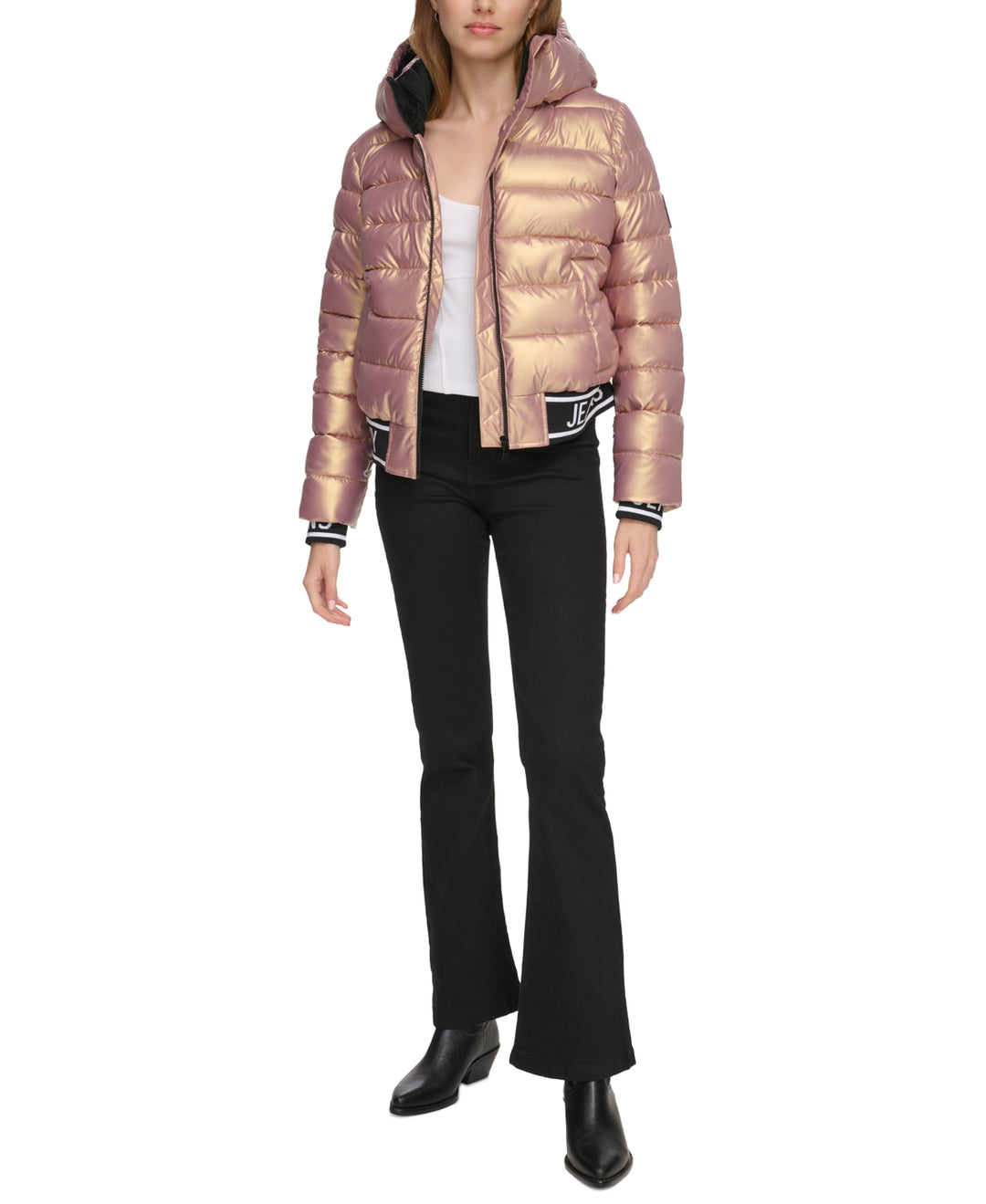 DKNY Super Wet Logo Long-Sleeve Puffer Jacket
