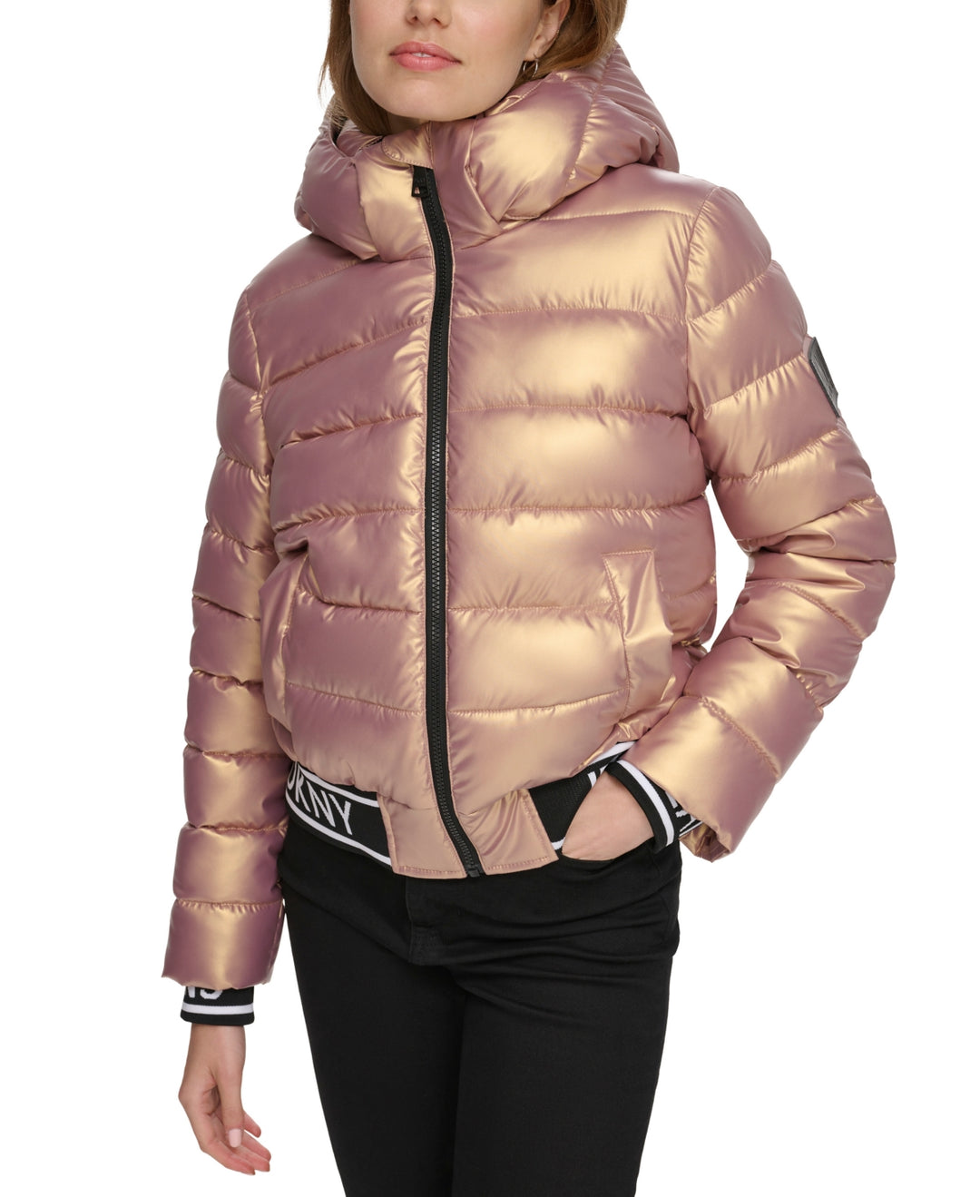 DKNY Super Wet Logo Long-Sleeve Puffer Jacket