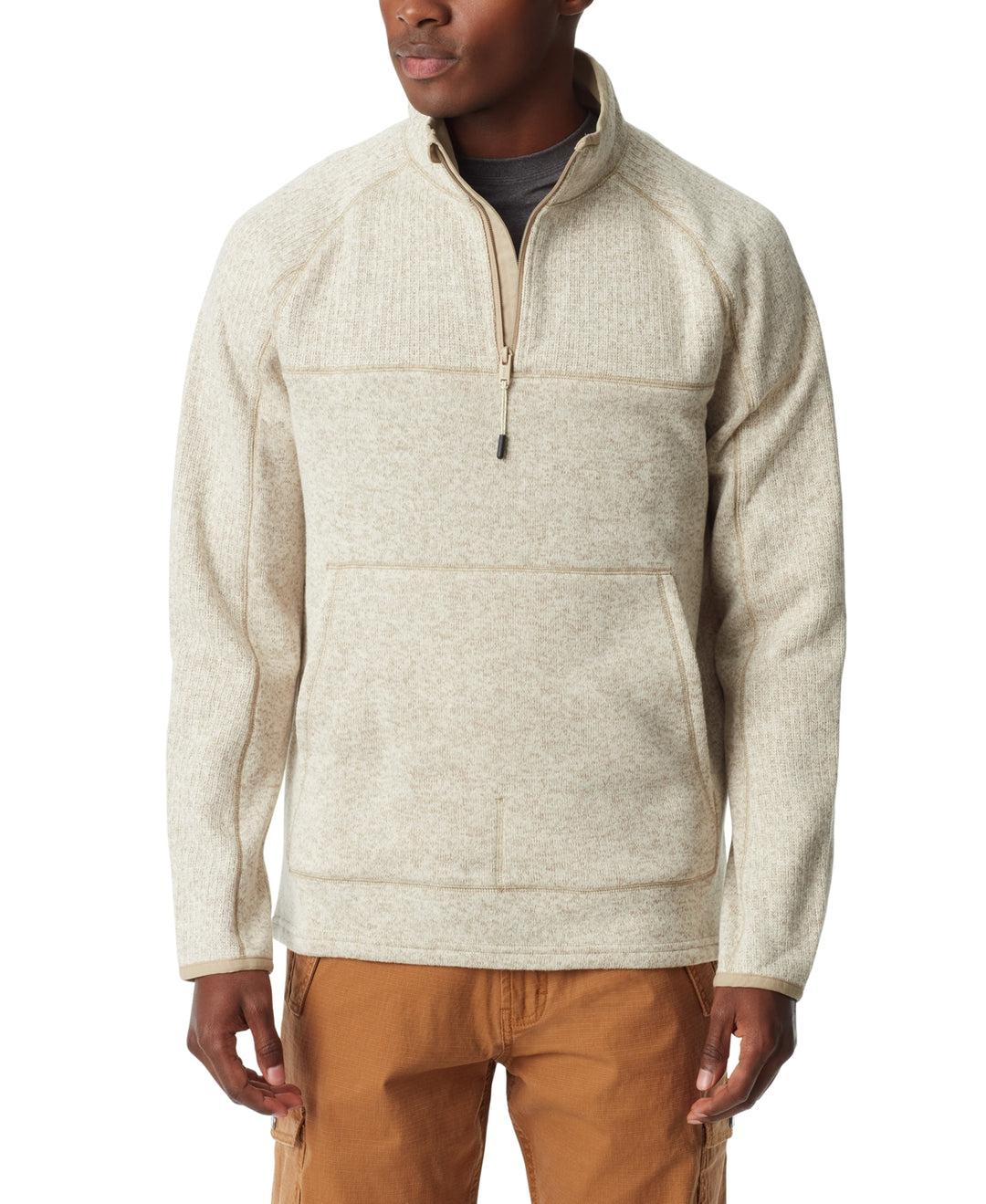 BASS OUTDOOR MEN Quarter-Zip Long Sleeve Pullover Sweater