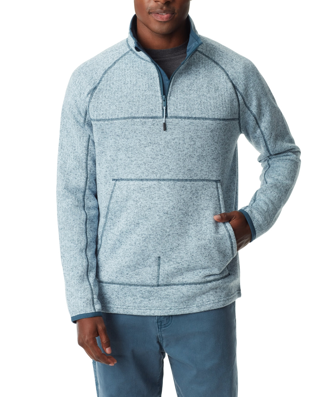 BASS OUTDOOR MEN Quarter-Zip Long Sleeve Pullover Sweater