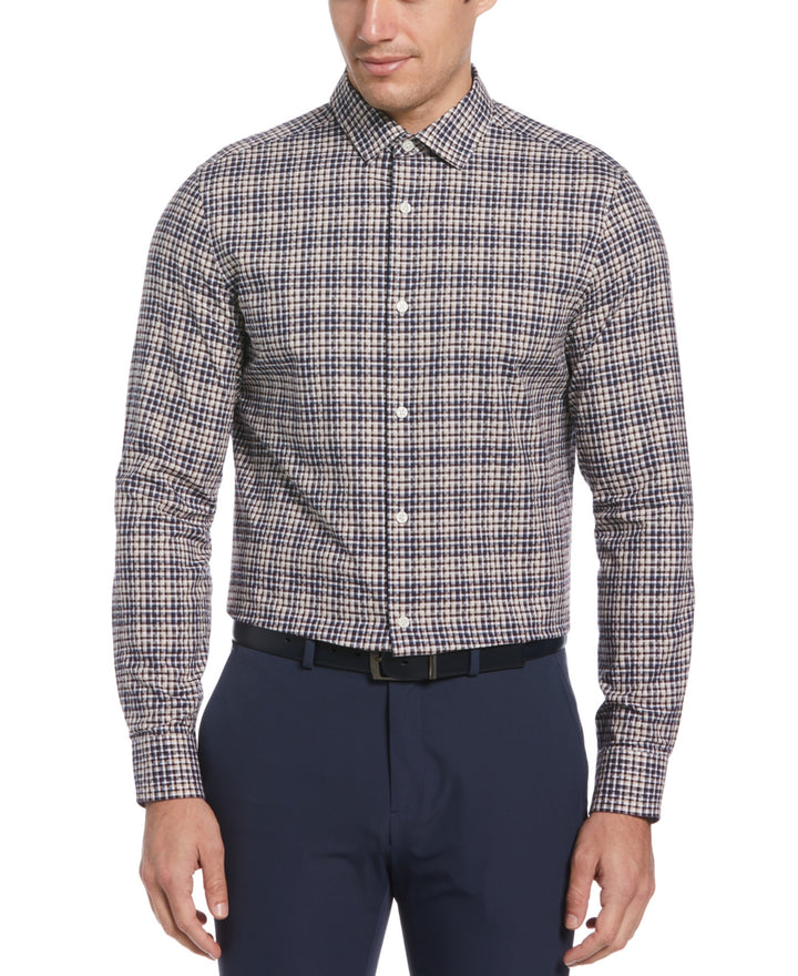 Perry Ellis Men's Pixel Plaid Striped Shirt