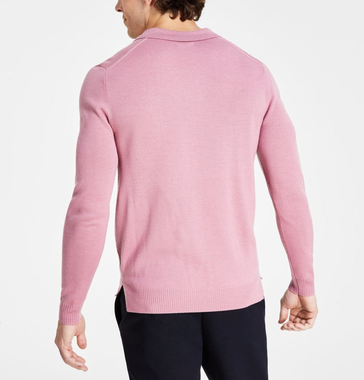 Alfani MEN Sweater-Knit Johnny Collar Polo Shirt