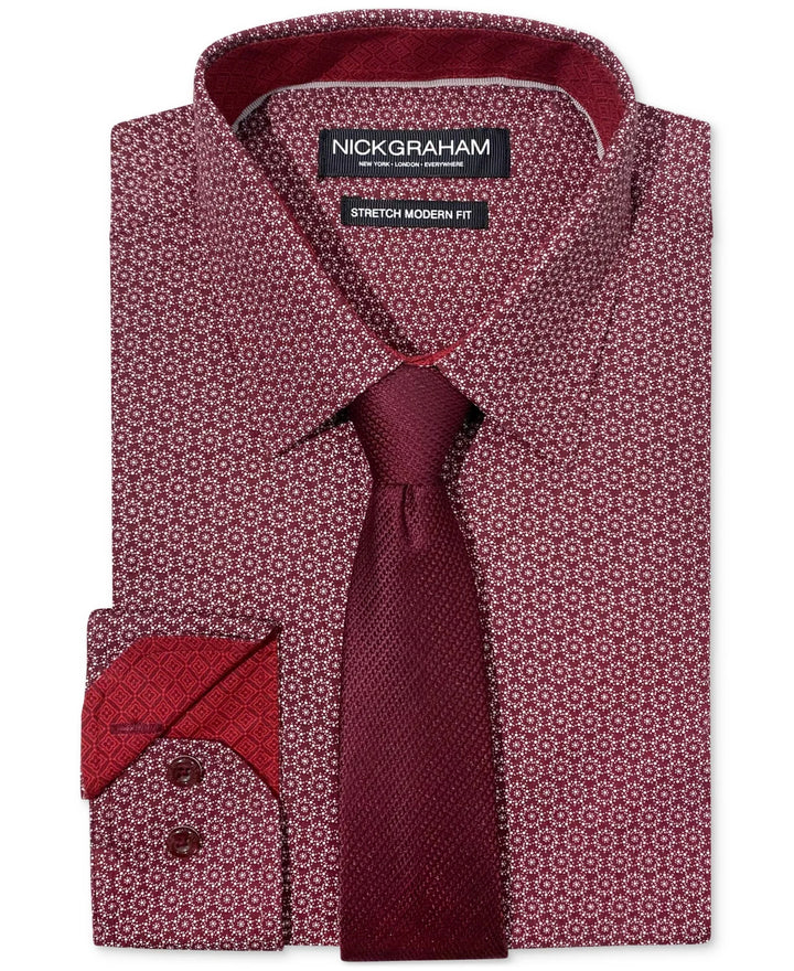 Nick Graham MEN Slim Fit Stipple Circle Dress Shirt