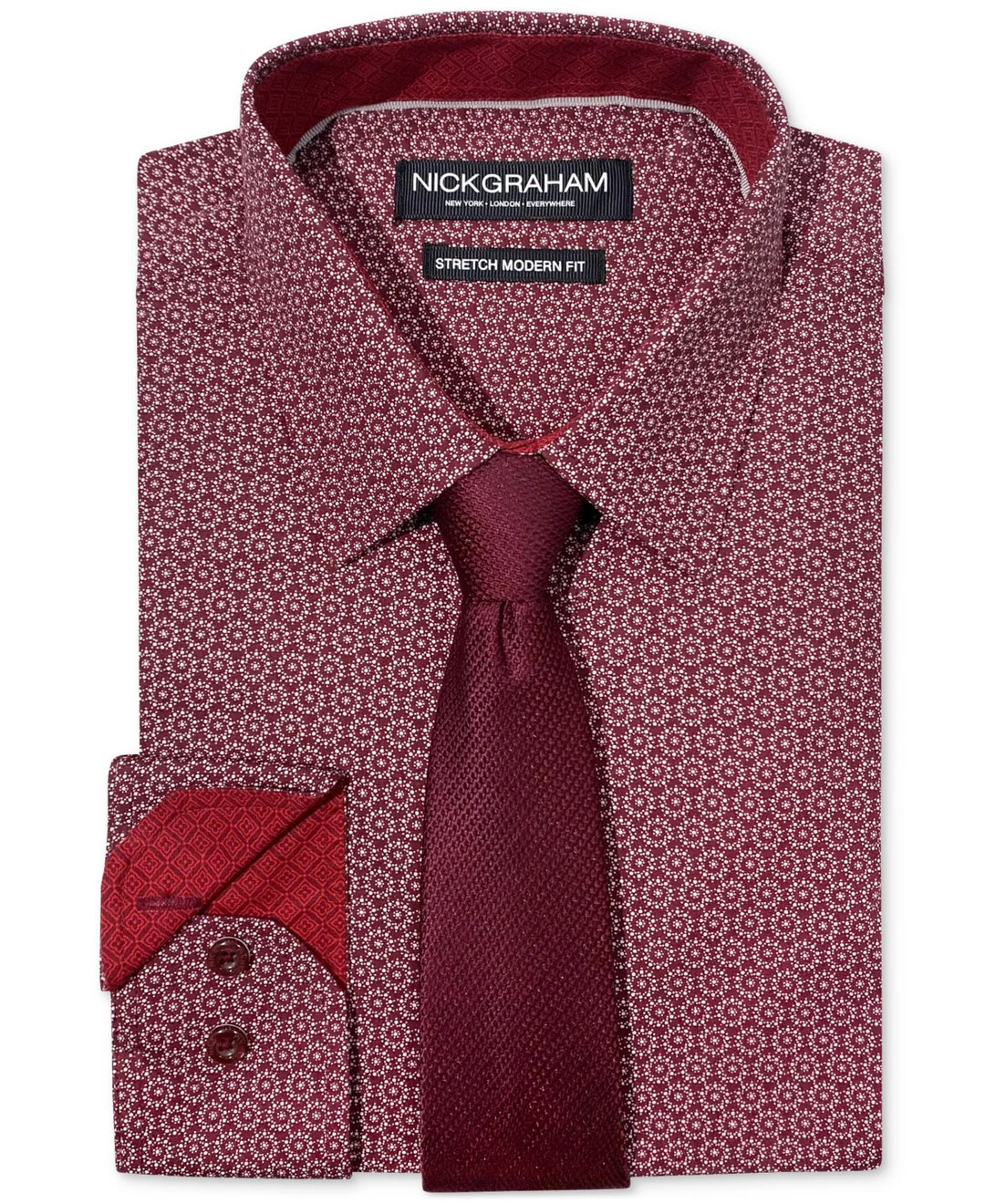 Nick Graham Mens Slim Fit Stipple Circle Dress Shirt Tie Set DGFOutlet Nick Graham Mens Slim Fit Stipple Circle Dress Shirt Tie Set DGFOutlet