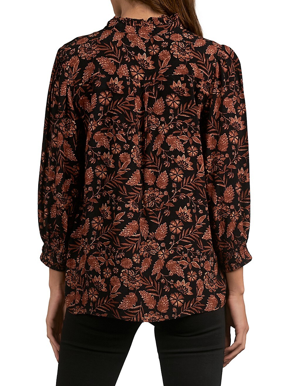 Elan Printed Split Neck Top