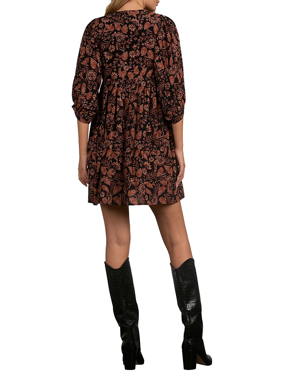 Elan Tie Neck Printed Dress