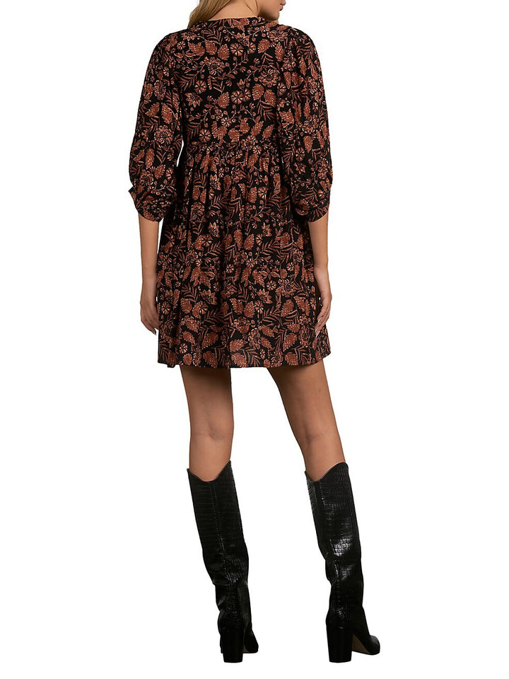 Elan Tie Neck Printed Dress