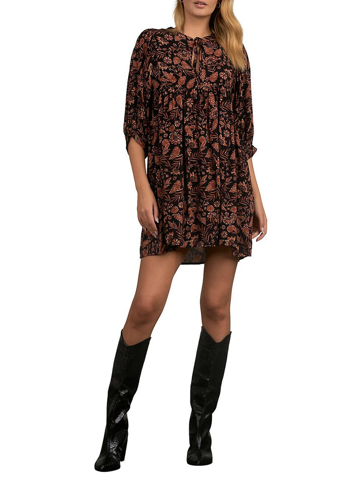 Elan Tie Neck Printed Dress