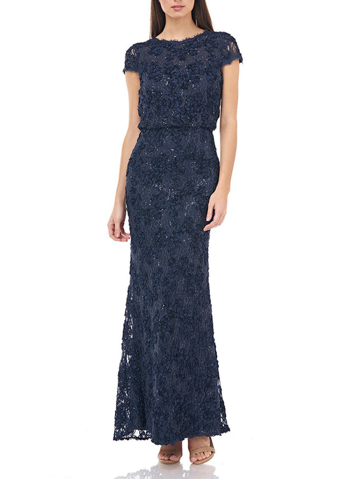 Js Collections Sequin Lace Blouson Gown