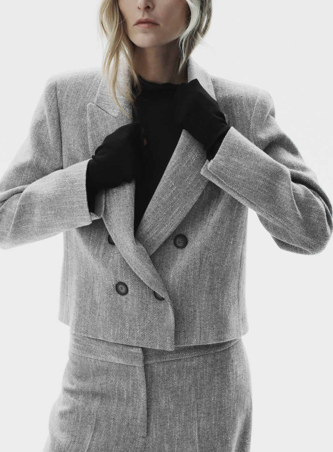 ZARA Cropped Herringbone Blazer