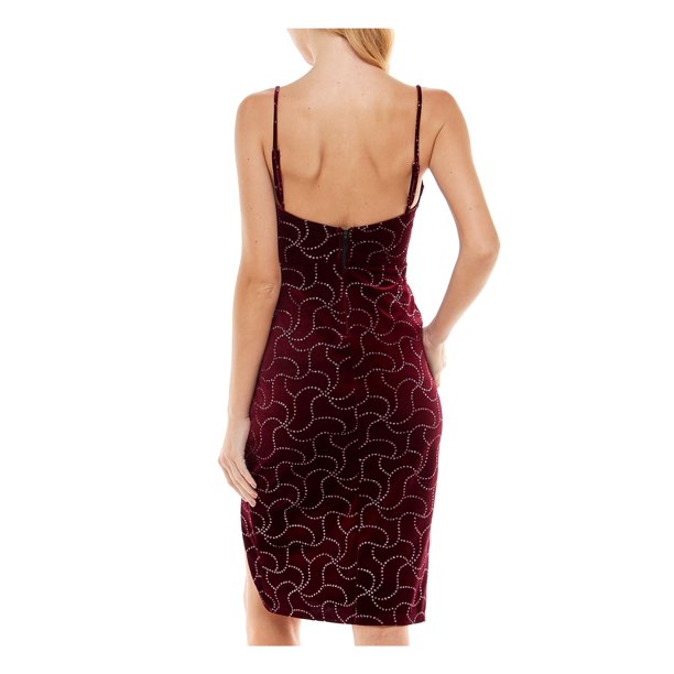 City Studios Juniors' Velvet Beaded Side-Slit Dress