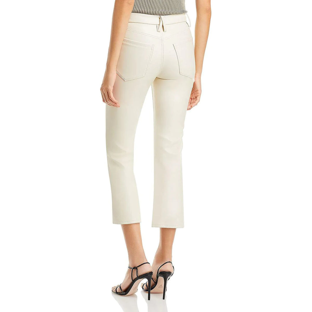 Good American Better Than Leather Mid Rise Cropped Mini Bootcut Jeans