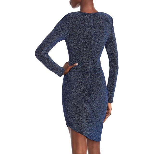 AQUA Asymmetric Knit Evening Dress