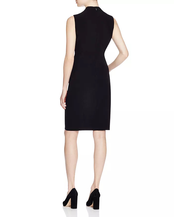 T Tahari Tonya Pleated Sleeveless V Neck Sheath Dress