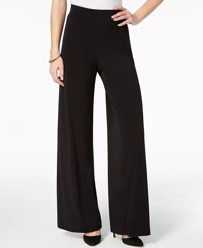 NY Collection Petite Mid Rise Pull On Wide-Leg Palazzo Pant