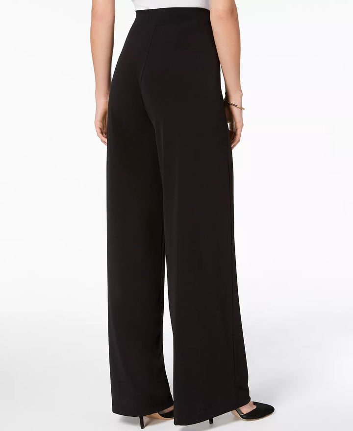 NY Collection Petite Mid Rise Pull On Wide-Leg Palazzo Pant