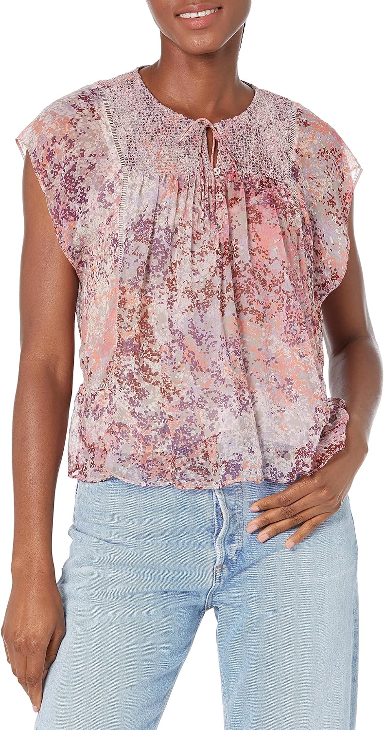 Joie Thana Silk Printed Tie Front Top