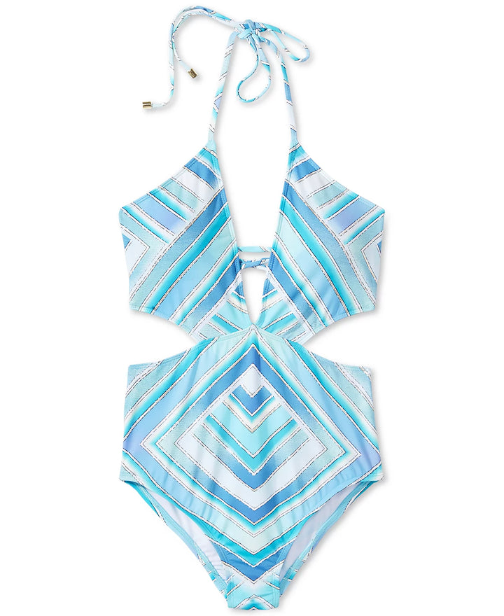 Bar III Printed Plunge Cutout Monokini One-Piece Swimsuit