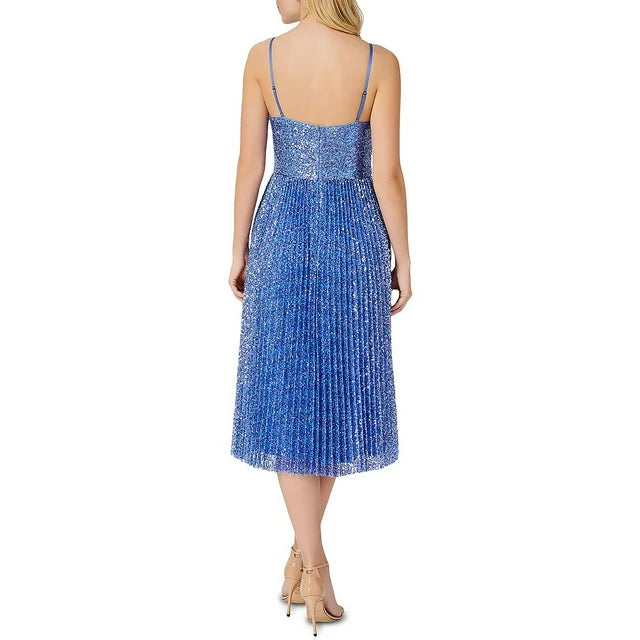 AIDAN BY AIDAN MATTOX Pleated Sequin Dress