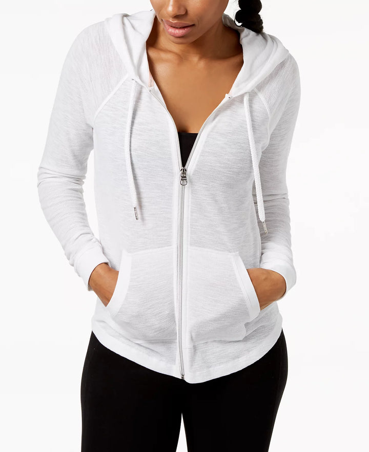 Calvin Klein Ruched-Sleeve Zip Hoodie