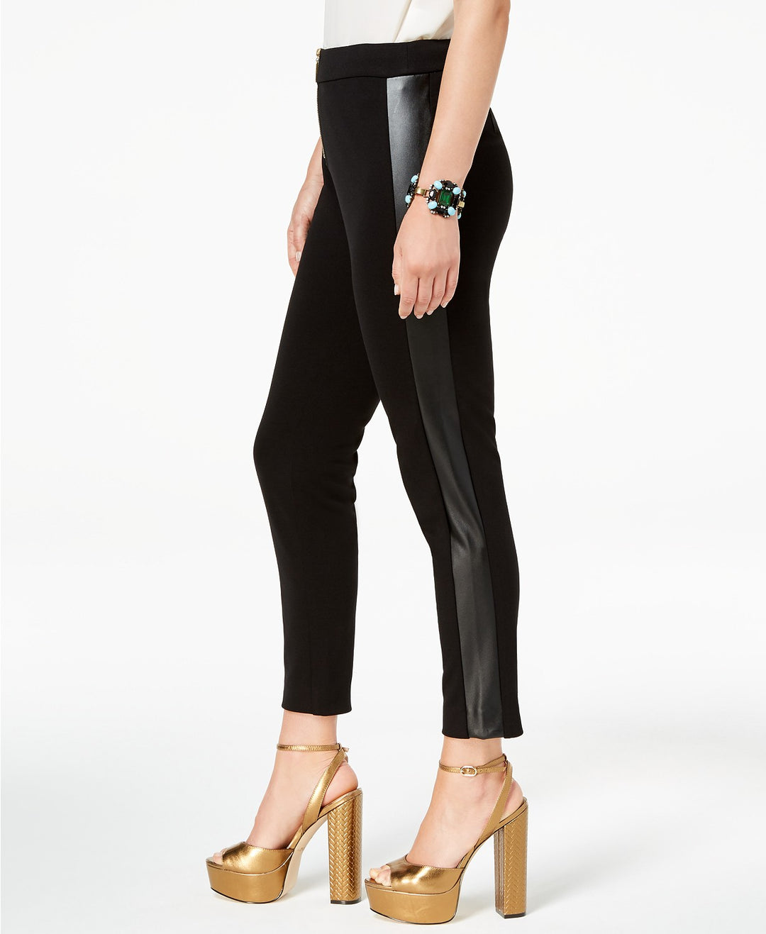 Zoe by Rachel Zoe Faux-Leather Trim Skinny Pants