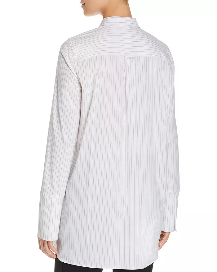 Lafayette 148 New York Annaliese Pinstriped Tie-Neck SHIRT