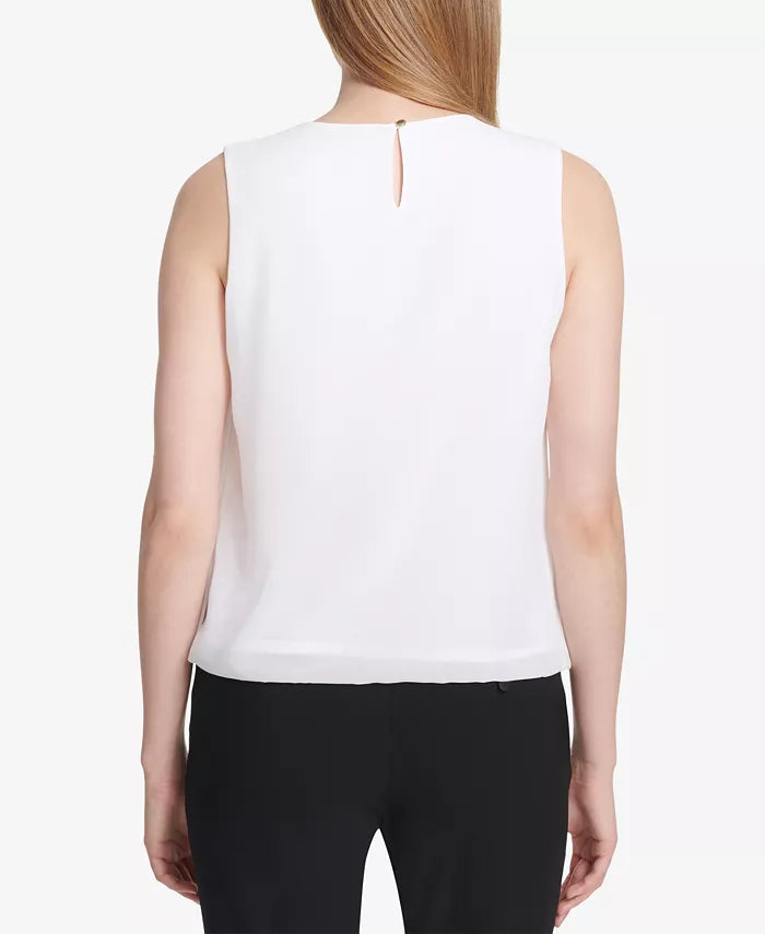 Calvin Klein Sleeveless Pleated Blouse
