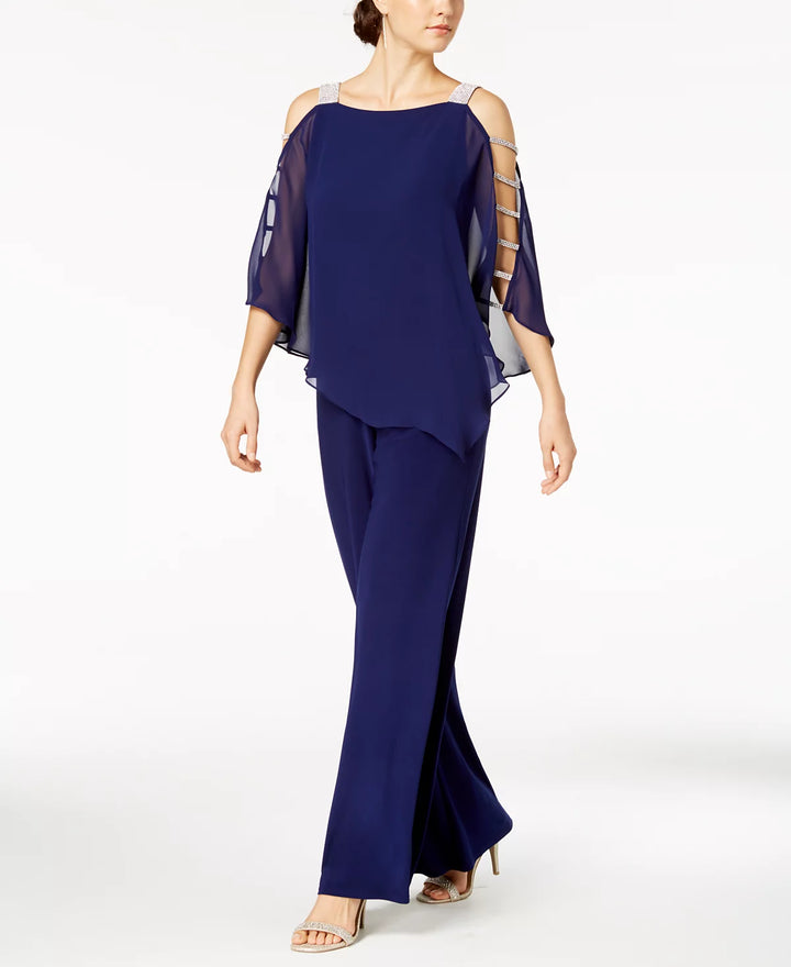 MSK Embellished Chiffon-Overlay Jumpsuit