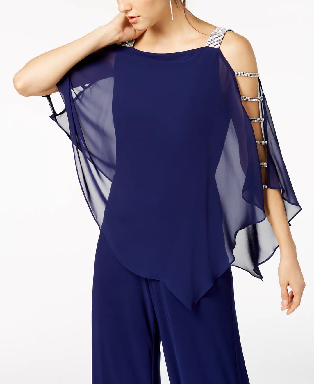 MSK Embellished Chiffon-Overlay Jumpsuit