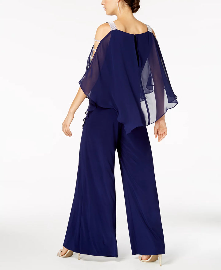 MSK Embellished Chiffon-Overlay Jumpsuit