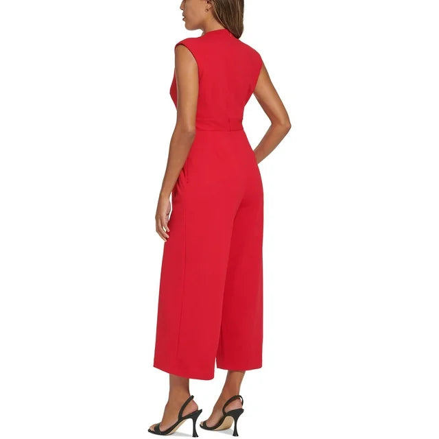 Calvin Klein Sleeveless Surplice-Neck Jumpsuit