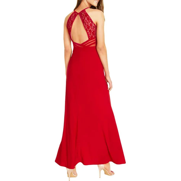 Morgan & Company Juniors' Sequined Lace Halter Gown