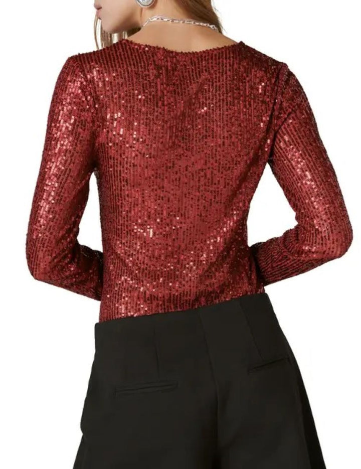 Lucky Brand Sequin Knit Long-Sleeve Top