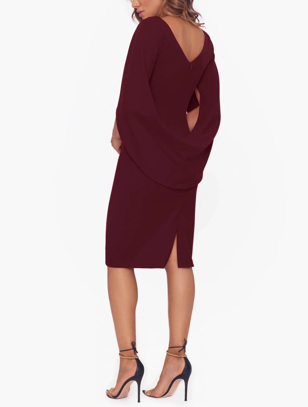 Betsy Adam Plus Size Ruched Cape Dress DGFOutlet