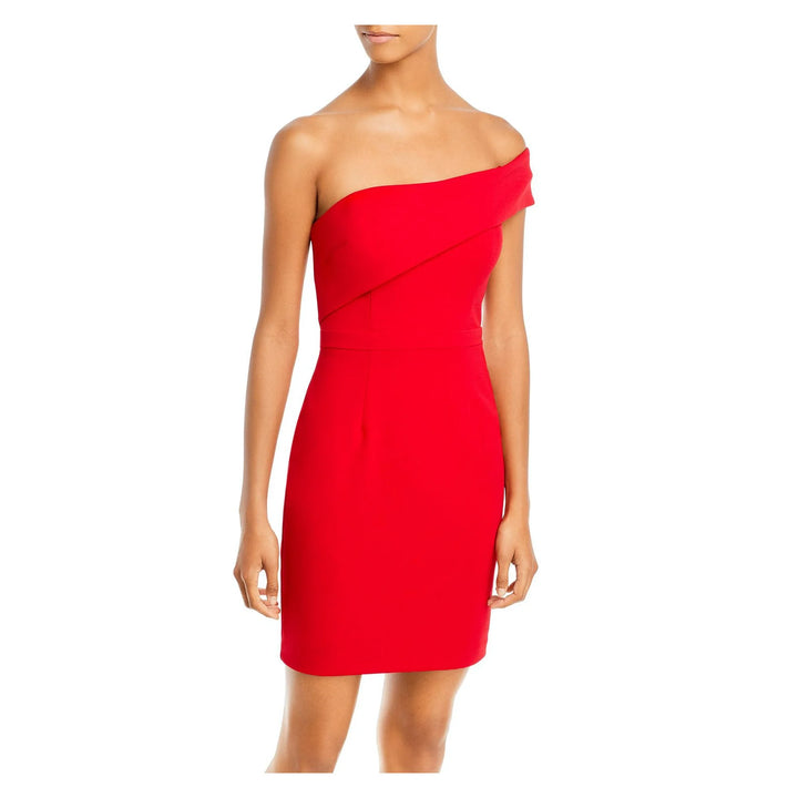 AQUA One Shoulder Scuba Crêpe Dress