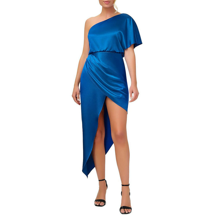 Aidan by Aidan Mattox Crepe One Shoulder Gown