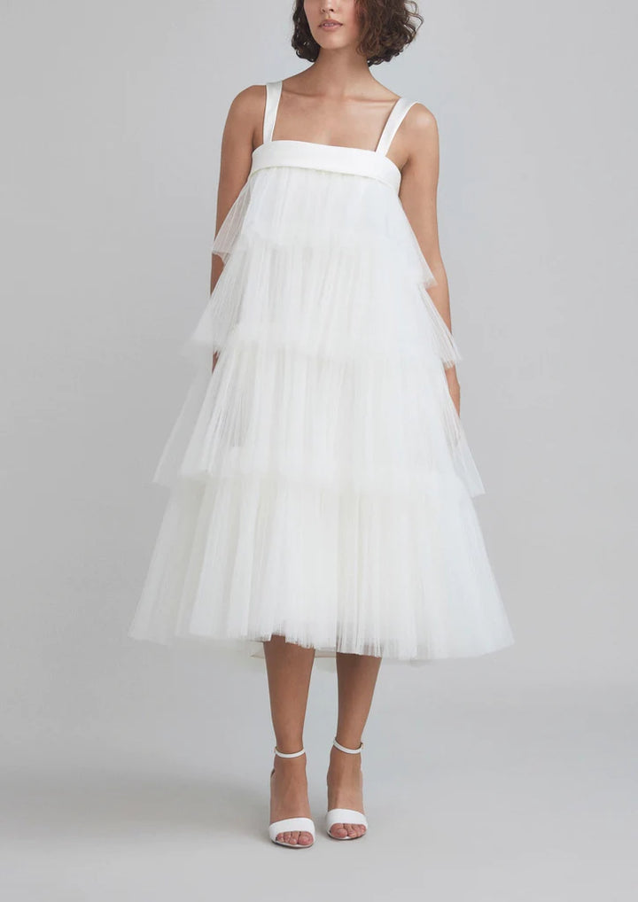 Amsale Tiered Tulle Trapeze Dress