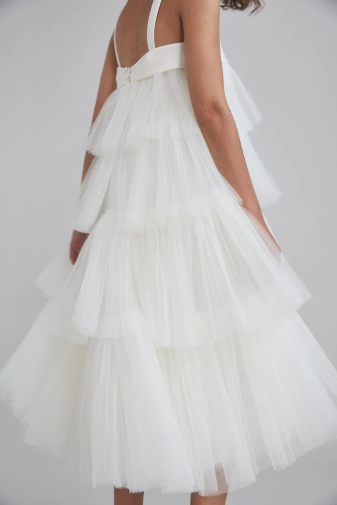 Amsale Tiered Tulle Trapeze Dress