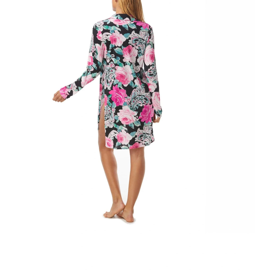 Carmen Marc Valvo Floral-Print Convertible Tie-Front Midi Shirt Cover-Up