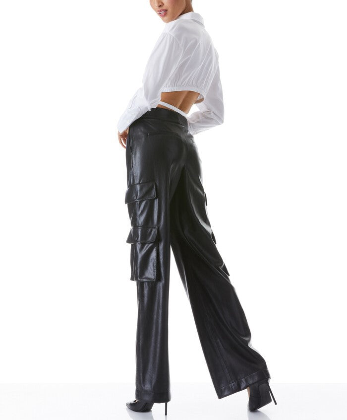 Alice and Olivia Faux Leather Flared Leg Pants