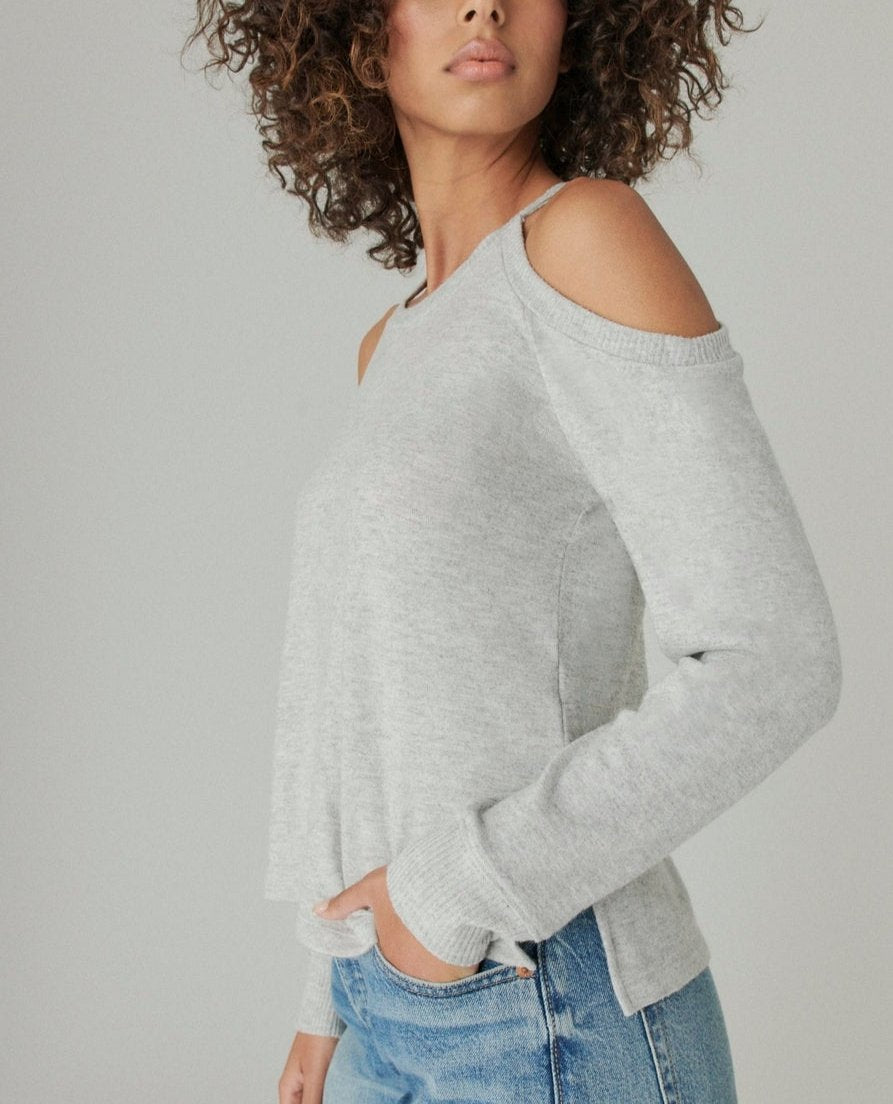 Lucky Brand Cloud Jersey Cold Shoulder Top