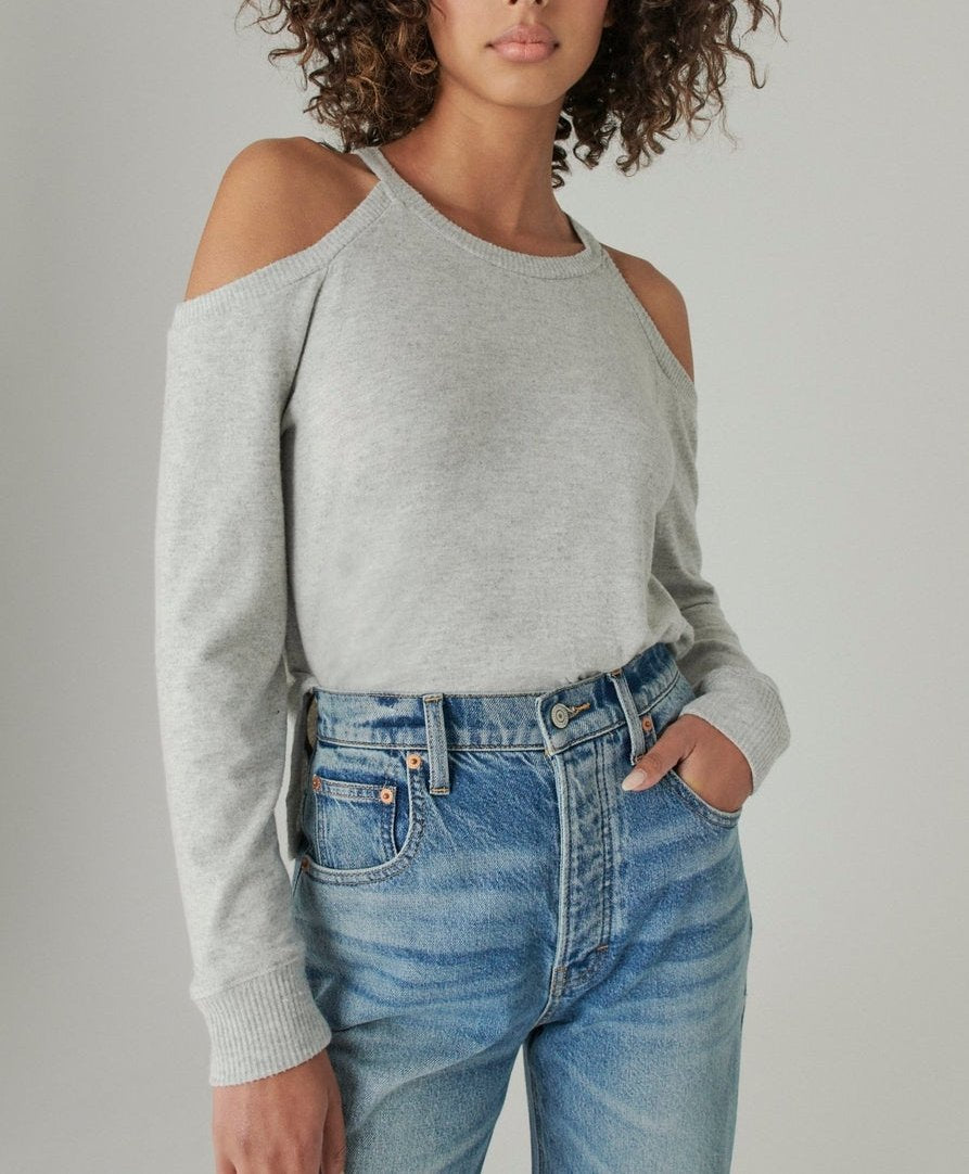 Lucky Brand Cloud Jersey Cold Shoulder Top