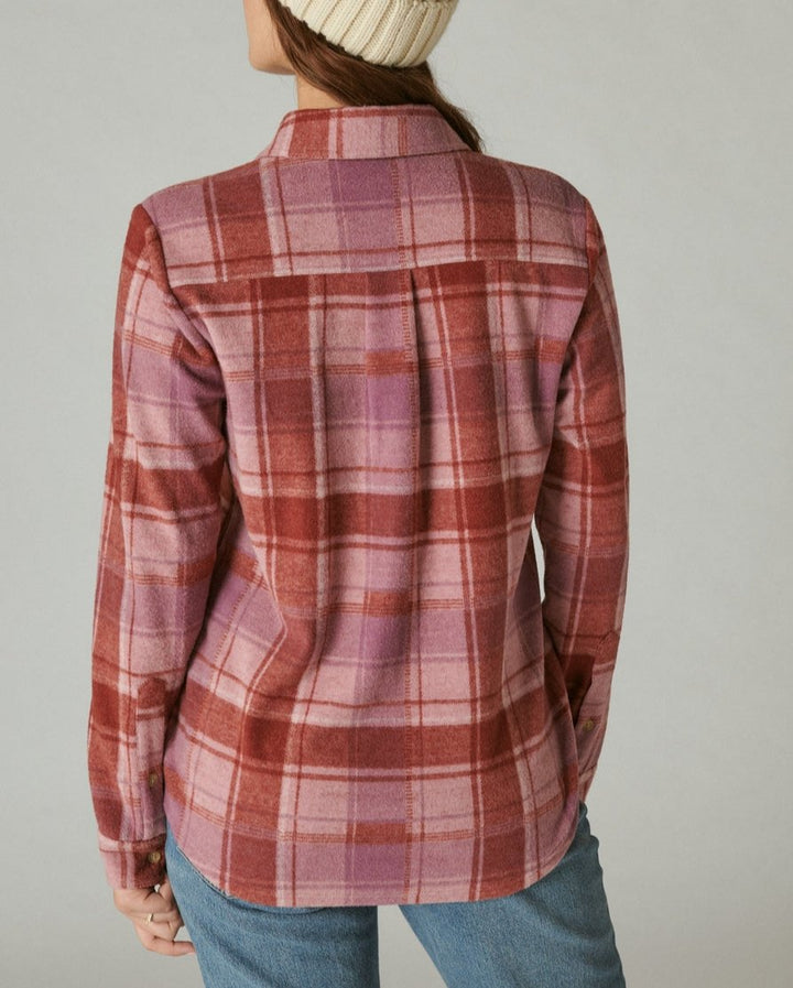 Lucky Brand Cozy Plaid Knit Shirt Jacket