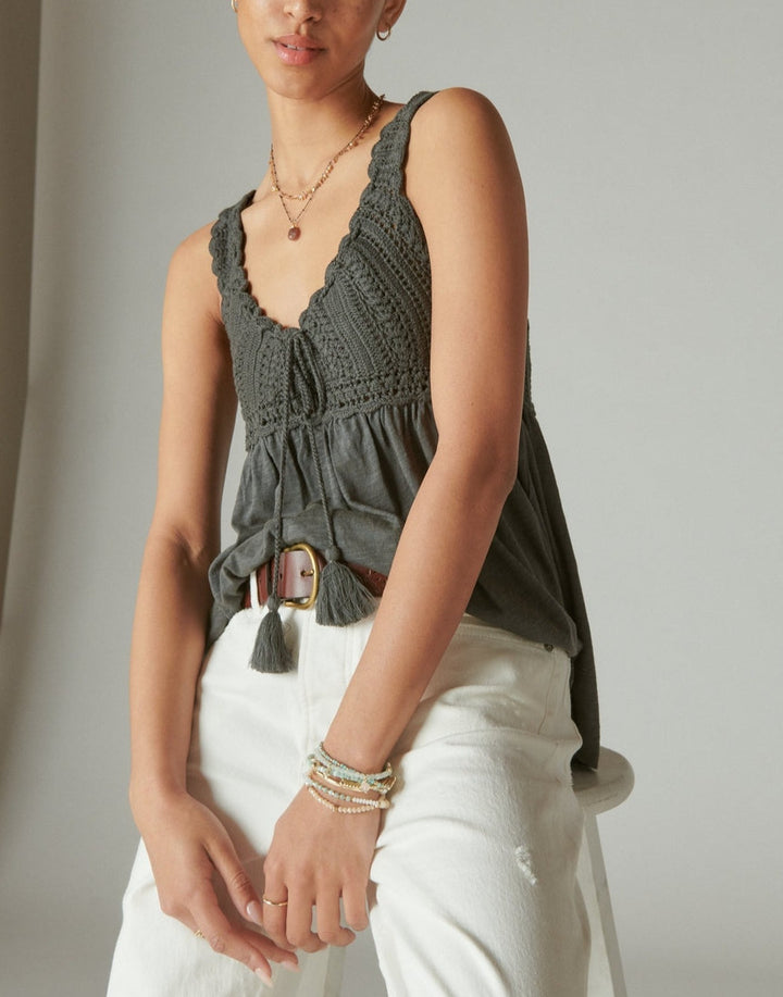 Lucky Brand Crochet Babydoll Tank