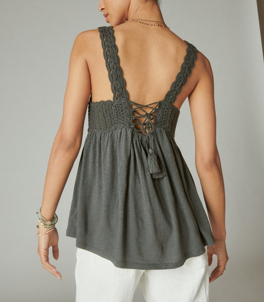Lucky Brand Crochet Babydoll Tank