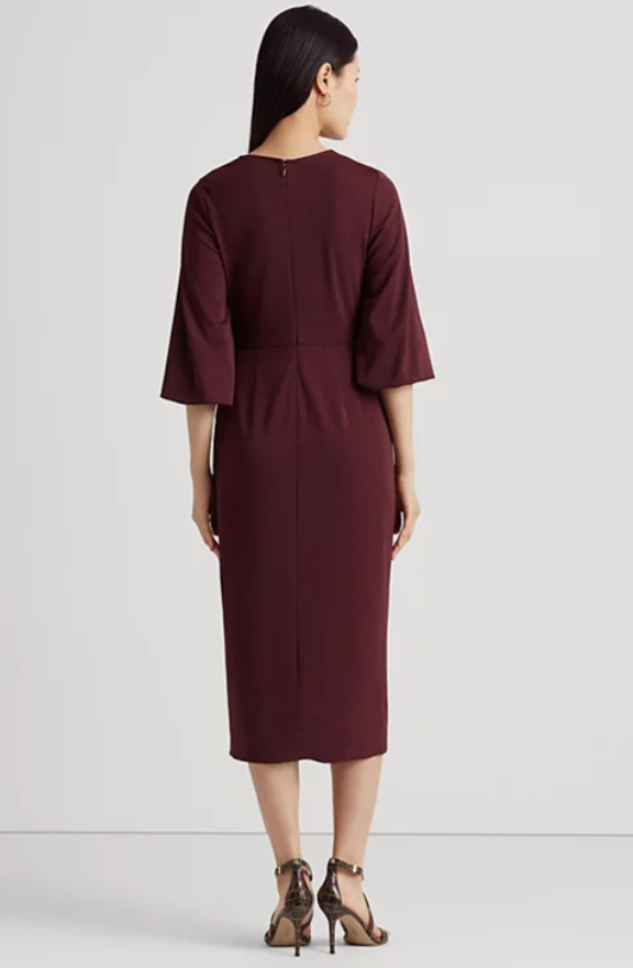 Lauren Ralph Lauren Women's Stretch Jersey Tie-Front Midi Dress