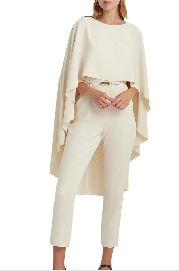 Lauren Ralph Lauren Belted Cape Georgette Jumpsuit