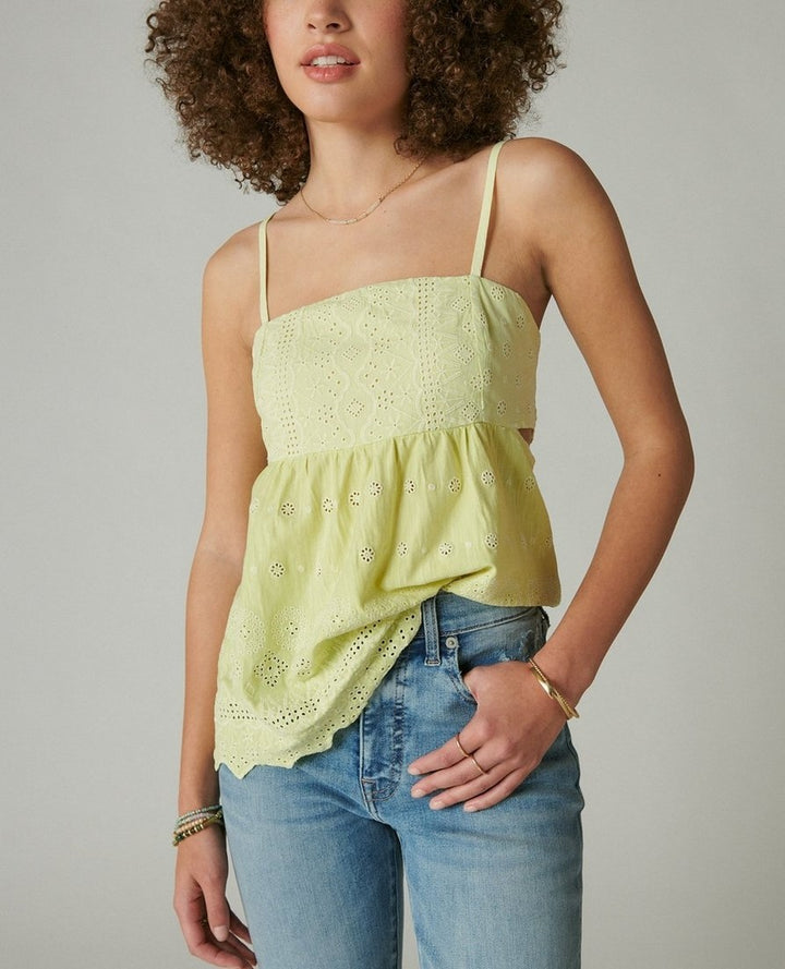 Lucky Brand Embroidered Eyelet Tank Top