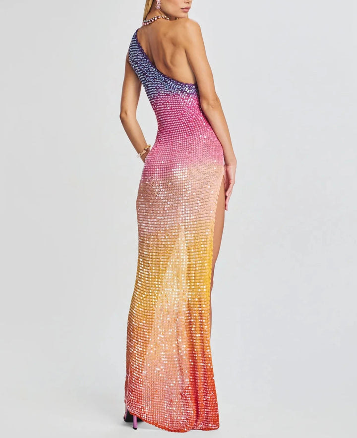 Retrofete Candice Ombré Sequined Cutout Maxi Dress